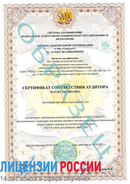 Образец сертификата соответствия аудитора №ST.RU.EXP.00014300-1 Мариинск Сертификат OHSAS 18001